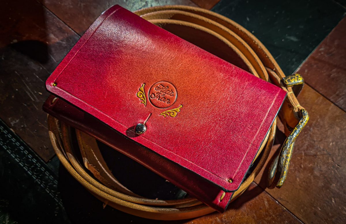 Hand-made red leather purse